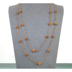 Vintage Double Layer Necklace With Bracelet Beaded Accents & Lobster Clasp